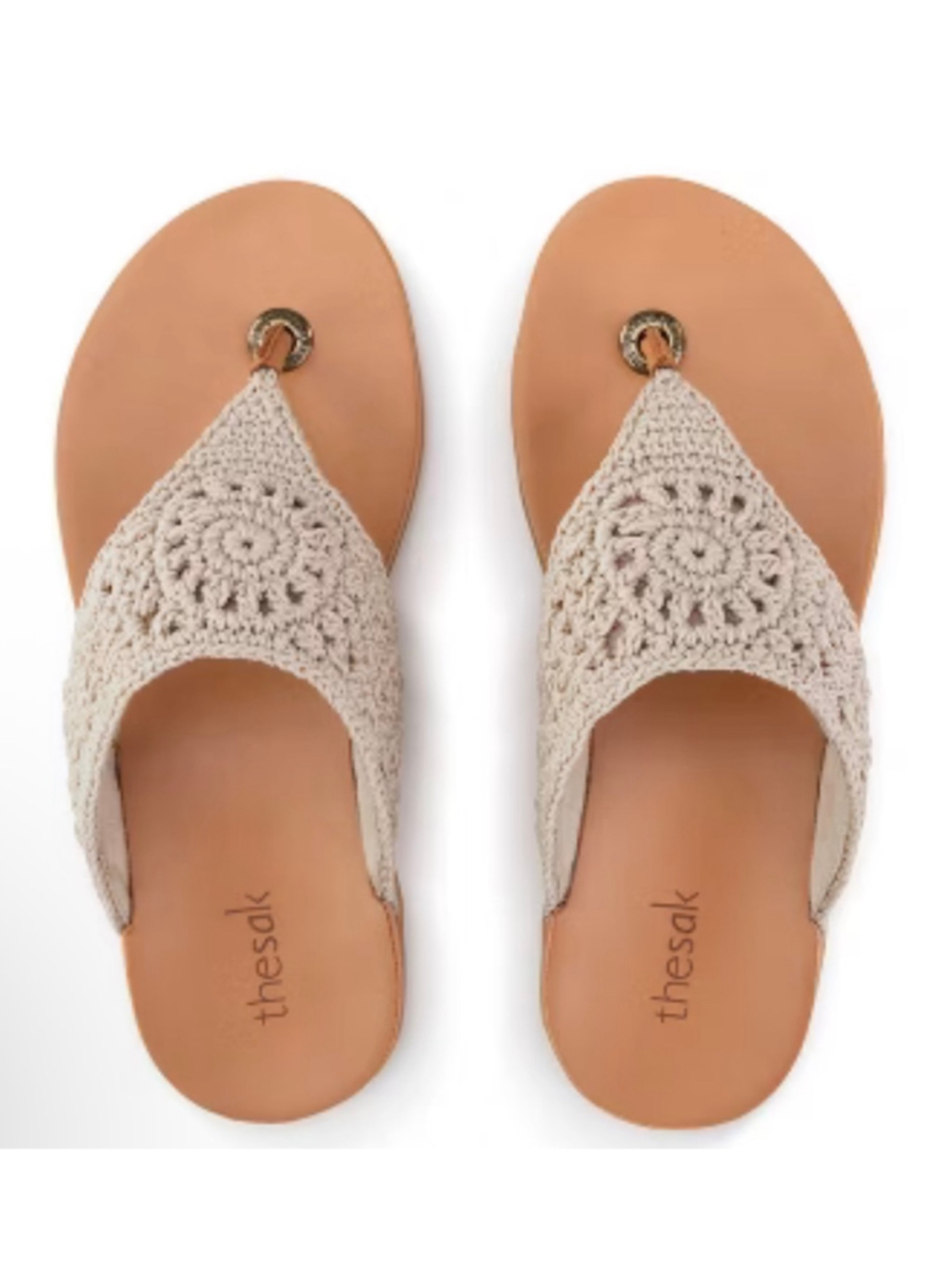 The Sak Shana Crochet Thong Sandals Ecru Beige 9 New in Box!